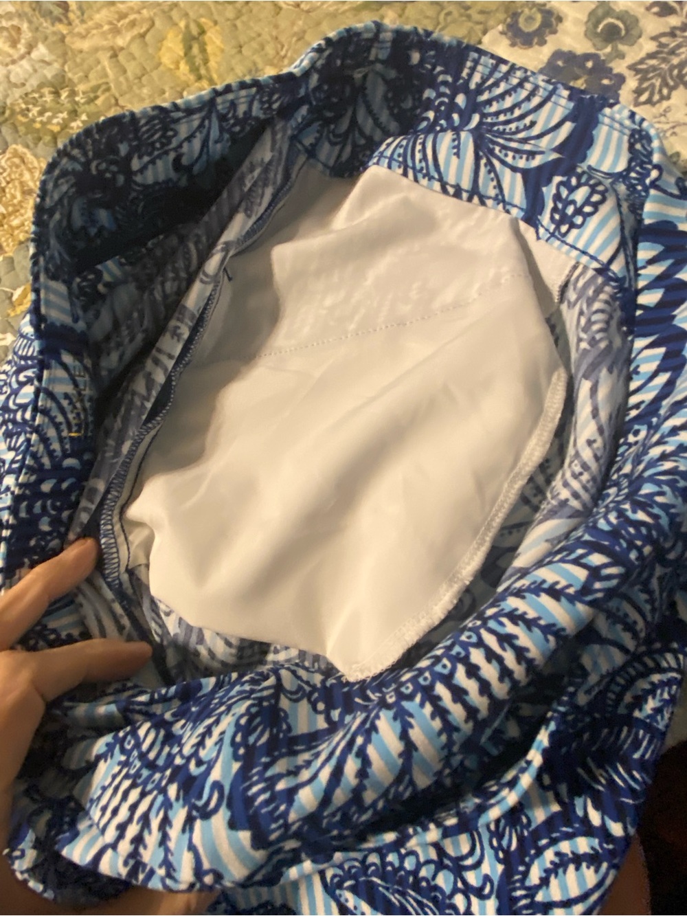 Lilly Pulitzer Luxletic Navy/Light Blue Floral Stripe Corso Performance Pants 12 - Picture 5 of 8